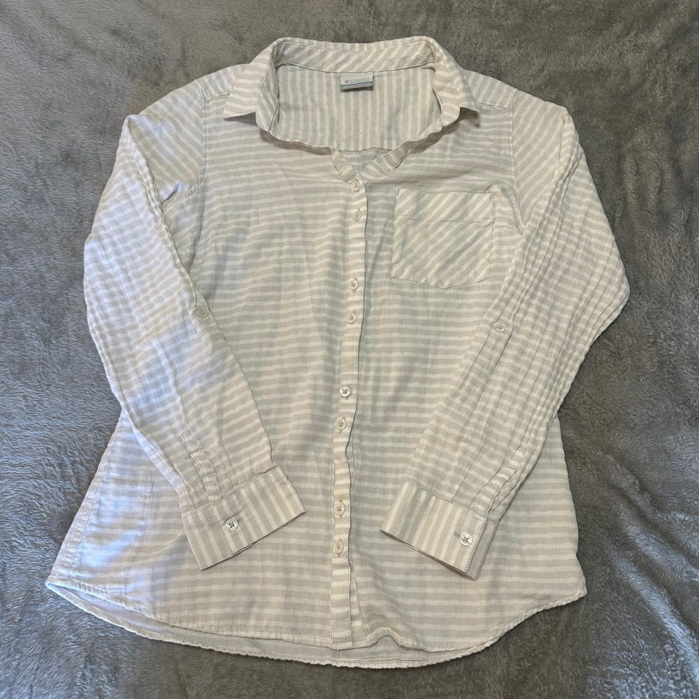 Columbia Button Down Shirt Striped Long Sleeve